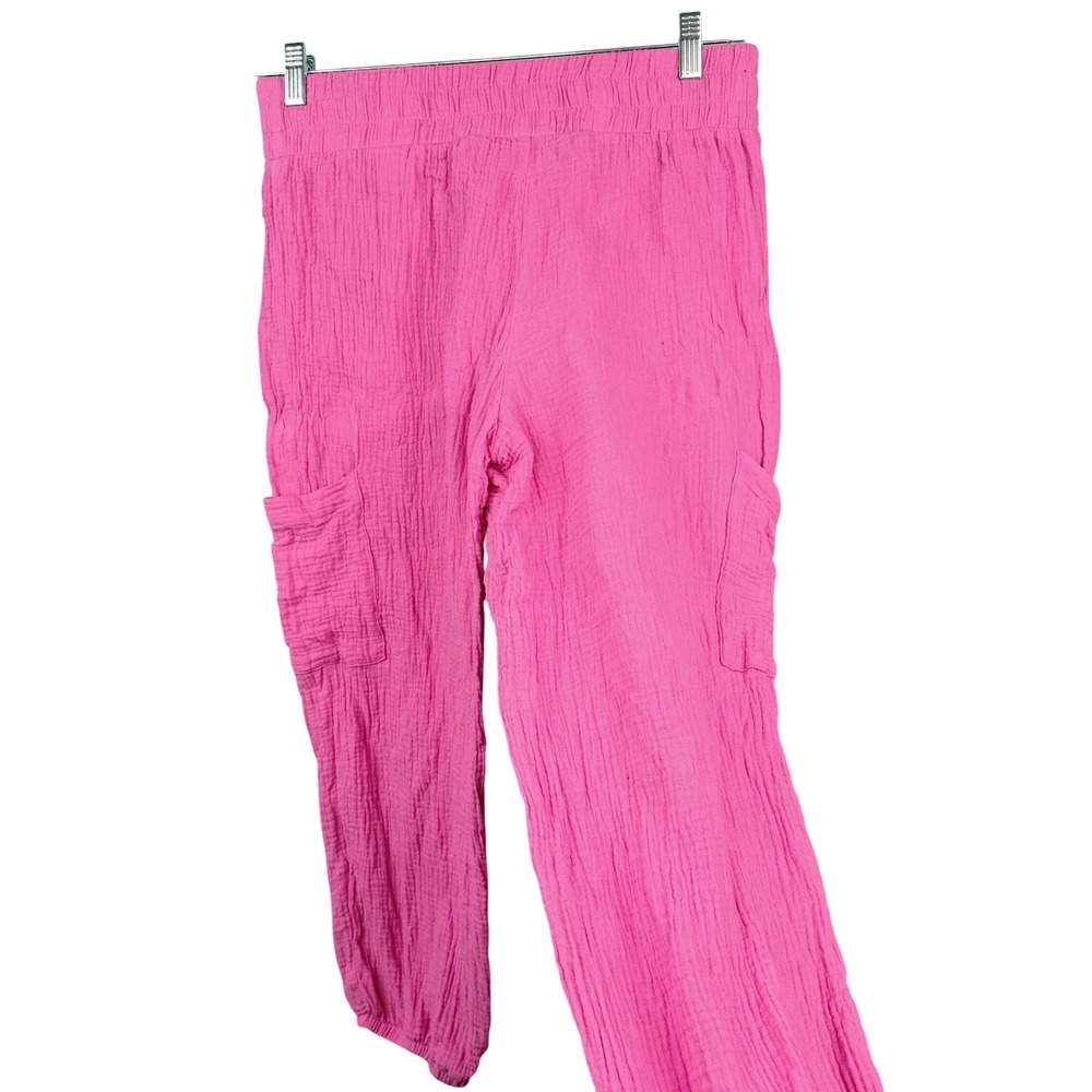 Belle Beach Kim Gravel Gauze Cargo Jogger Women SP Pink Cotton Cropped Pants